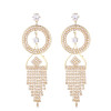 E-5283 Luxury Silver Gold Metal Rhinestone Crystal Dangle Statement Earrings