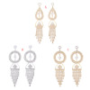 E-5283 Luxury Silver Gold Metal Rhinestone Crystal Dangle Statement Earrings