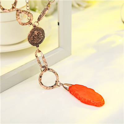 N-7225  2 Colors Multiple Circles Resin Stone Metal Alloy Pendant Necklace for Woman