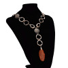 N-7225  2 Colors Multiple Circles Resin Stone Metal Alloy Pendant Necklace for Woman