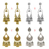 E-5290 Vintage Silver Gold Color Zamak Bells Tassel Statement Earring for Women Indian Party Jewelry