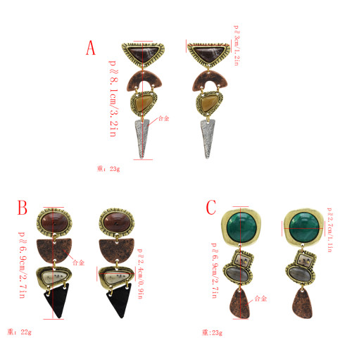 E-5291  3 style Retro Earrings Triangular Square Geometric Pendant Earrings Women Bijoux Jewelry
