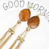 E-5294 Luxury Long Tassel Drop Earrings Gold Metal Acrylic Oval Shaped Pendant Earrings Women Bijoux Jewelry
