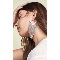 E-5295 4 Colors Fashion Crystal Rhinestone Long Tassel Drop Earrings for Women Party Statement Jewelry