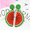 E-5299 Cute Girl Resin Beads Fruit Watermelon Shape Drop Earrings For Women Statement Party Jewelry