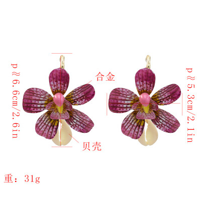 E-5298 Fashion Summer Sea Style Natural Shell Big Flower Pendant Earrings for Women's Jewelry Design