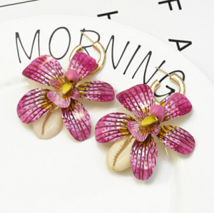 E-5298 Fashion Summer Sea Style Natural Shell Big Flower Pendant Earrings for Women's Jewelry Design