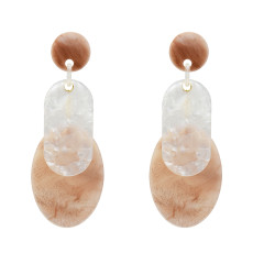 E-5305  3 Colors Acrylic Drop Dangle Oval Shape Pattern Earrings For Women Jewerly