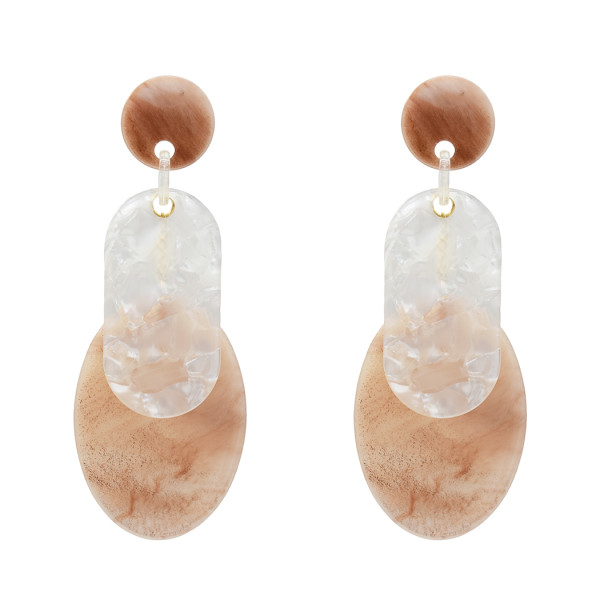 E-5305 3 Colors Acrylic Drop Dangle Oval Shape Pattern Earrings For Women Jewerly