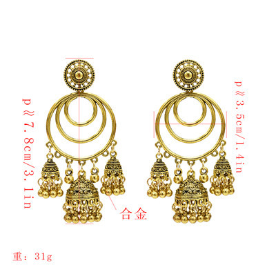 E-5306 2 Colors Indian Zamak Bell Tassel Earring for Women Jewelry Design