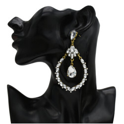 E-5310 ashion 2 Color Colorful Clear Inlay Crystal Rhinestone Dangle Long Earrings For Women Wedding Jewelry