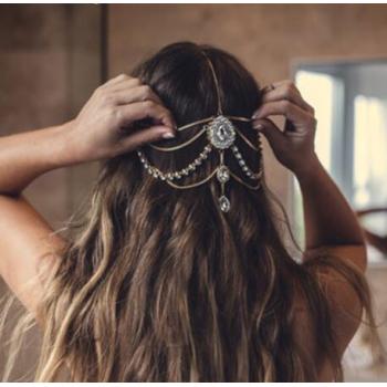 F-0637 European Style Gold Silver Plated Full Crystal Multilayer Head Chain Hair accessories Jewelry