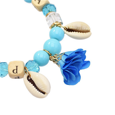 B-0970 Set of 3 Bracelets Acrylic Beads Shell Alloy Cloth Flower Bracelet for Woman Bracelet&Bangle