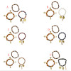 B-0972 3Pcs/Set Fashion Acrylic Wood Beaded Bracelets with Heart Leaf Pendant Women Boho Party Jewelry