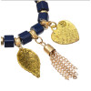 B-0972 3Pcs/Set Fashion Acrylic Wood Beaded Bracelets with Heart Leaf Pendant Women Boho Party Jewelry