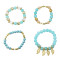 B-0973 4Pcs/Set Fashion Beaded Bracelets with Leaf Pendant Women Boho Party Jewelry