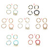 B-0973 4Pcs/Set Fashion Beaded Bracelets with Leaf Pendant Women Boho Party Jewelry