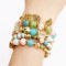 B-0973 4Pcs/Set Fashion Beaded Bracelets with Leaf Pendant Women Boho Party Jewelry