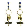 E-5313 Vintage Gold Rhinestone Dragonfly Pendant Long Drop Earrings for Women Boho Party Jewelry