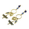 E-5313 Vintage Gold Rhinestone Dragonfly Pendant Long Drop Earrings for Women Boho Party Jewelry