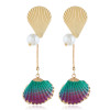 E-5316  5 Colors  Bohemia Pearl Earrings Sea Shell Beach Earrings Drop Dangle Earring for Woman