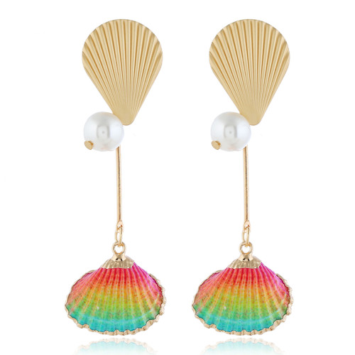 E-5316  5 Colors  Bohemia Pearl Earrings Sea Shell Beach Earrings Drop Dangle Earring for Woman