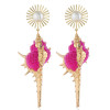 E-5318  7 Colors Natural Sea Conch Shell Pearl Drop Dangle Earrings for Woman Boho Summer Beach Jewelry