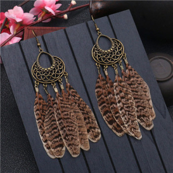 E-5320  2 Styles Vintage Bronze Alloy Feather National Style Earring for Woman Jewellry Bohemian Jewelry