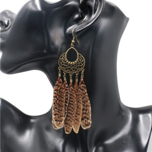 E-5320  2 Styles Vintage Bronze Alloy Feather National Style Earring for Woman Jewellry Bohemian Jewelry