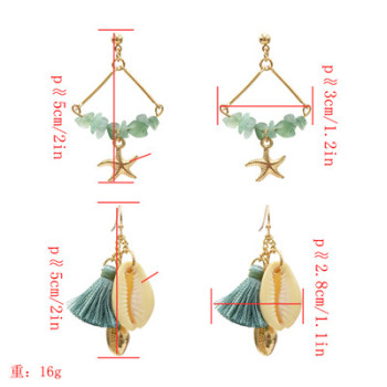 E-5330  5 Colors Sea Shell Beach Earrings Gravel Tassel Drop Dangle Earring for Woman