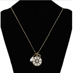 N-7235 Fashion Gold Chain Pearl Rhinestone Round Moon Shape Pendant Necklaces for Women Boho Party Jewelry