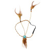 F-0430 Handmade Ethnic Rope Leather Brown Feather Headbands Wood Beads Boho Hair Accessories Fashion Jewelry