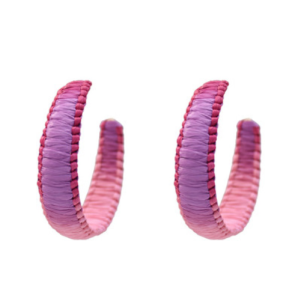E-5328  3 Colors Hand-Knitted Rattan Round Ear Hanging Simple Jewelry for Woman Jewellry