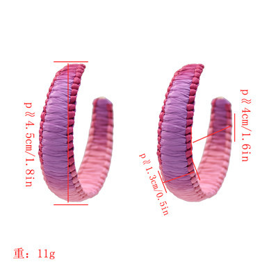 E-5328  3 Colors Hand-Knitted Rattan Round Ear Hanging Simple Jewelry for Woman Jewellry