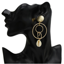 E-5331 2 Style Fashion Natural Pearl Sea Shell Beach Earrings Geometric Circle Drop Dangle Earring for Women