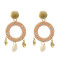 E-5333  4 Color Hand-woven Geometric Circle Drop Dangle Earring Fashion Natural Pearl Sea Shell Beach Earrings for Women