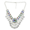N-7236 Gypsy silver coin tassel colorful beads tassel choker statement necklace for women tribal jewelry