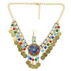 F-0640 Women Colorful Beads Coin Tassel Belly Dance Head Chain Maang Tikka  Costume Gypsy Vintage Hair Jewelry