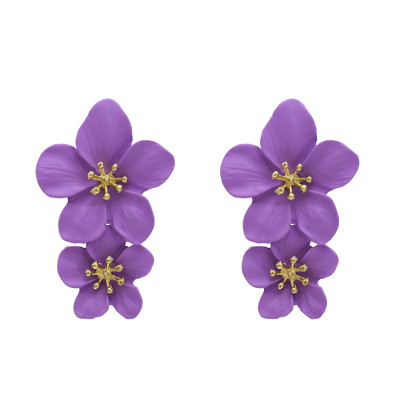 E-5338 5 Colors Cute Romantic Flower Stud Earrings Korean Bohemian Bijoux Jewelry Gift
