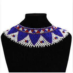 N-7237 African Multicolor Beaded Statement Necklace For Women Hand-Woven Beads Maasai Necklace Ethnic Style Jewelry