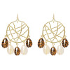 E-5339  2 Colors Trendy Big Gold Metal Natural Sea Shell Pendant Drop Earrings for Women Beach Party Jewelry