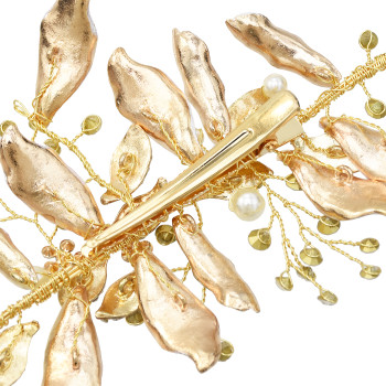 F-0650  Luxuries Crystal Leaf Hairpins Girls Silver Pearls Princess Headpiece Wedding Hair Accessories Gold Barrettes Hairclip