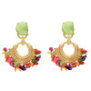 E-5345  3 Colors Fashion Gold Metal Turquoise Stone Beaded Earrings for Women Wedding Party Statement Jewelry