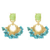 E-5345  3 Colors Fashion Gold Metal Turquoise Stone Beaded Earrings for Women Wedding Party Statement Jewelry