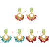 E-5345  3 Colors Fashion Gold Metal Turquoise Stone Beaded Earrings for Women Wedding Party Statement Jewelry