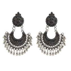 E-5346 Vintage Silver Gold Plated Zamak Indian Bells Tassel Earrings For Women Ethnic Jewellry