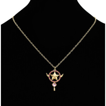 N-7248  2 Styles Gold Alloy Rhinestone Star Key Pendant Necklaces for Women Wedding Party Jewelry Gift