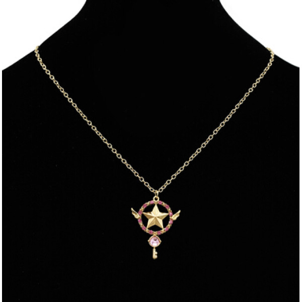 N-7248  2 Styles Gold Alloy Rhinestone Star Key Pendant Necklaces for Women Wedding Party Jewelry Gift