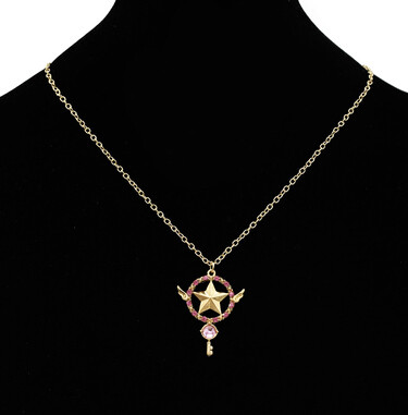 N-7248  2 Styles Gold Alloy Rhinestone Star Key Pendant Necklaces for Women Wedding Party Jewelry Gift