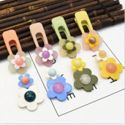 F-0658  4 Color Cute Girl Acrylic Flower Shaped Colorful Hairgrips Hairpins For Women Party Hair Clip Jewelry